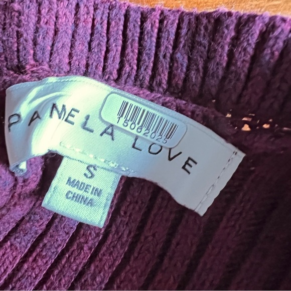 Pamela Love Size S Sweater Shift Dress Maroon Ribbed Mock Neck Long Sleeves - Picture 11 of 14